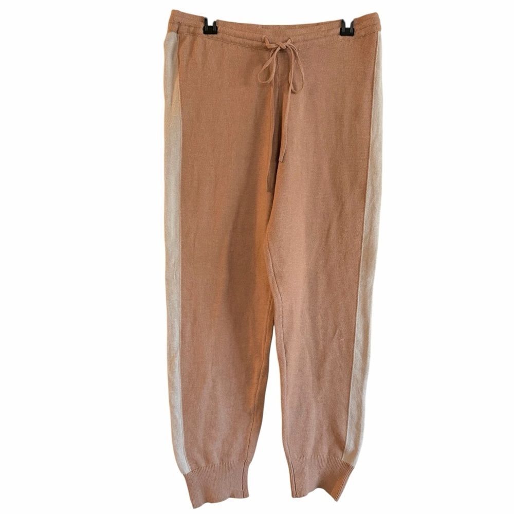 Anthropologie Saturday Sunday Beige Knit Side Stripe Jogger Lounge Sweatpants 1X